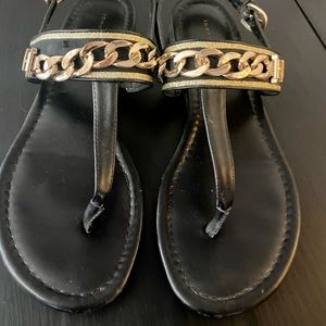 Black & Gold Tommy Hilfiger Sandals